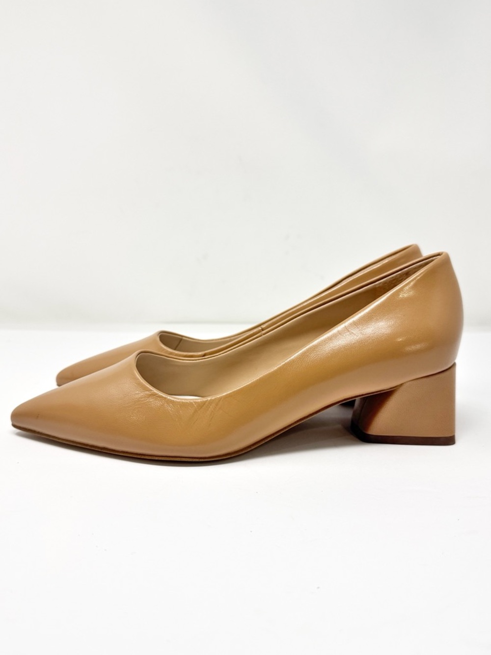Franco Sarto Racer Slip On Neutral Block Heel Pumps Toffee Tan Size 6.5 - Picture 3 of 8
